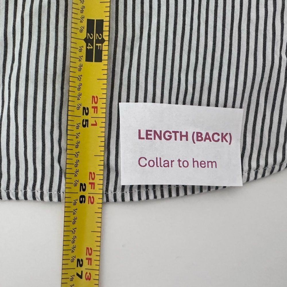 ANN TAYLOR Black & White Vertical Striped Round Neck Button Blouse Women’s S - Picture 5 of 12